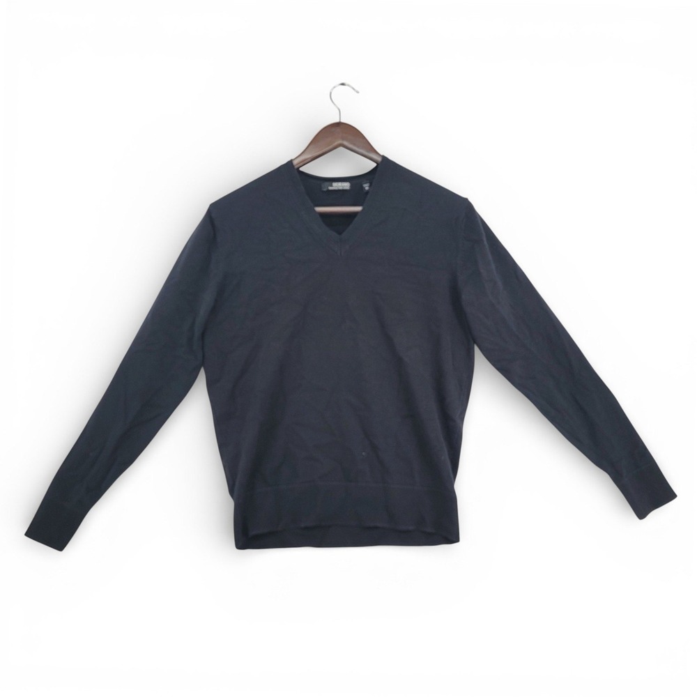 Murano Mens Medium V Neck Sweater Cotton Nylon Black Lightweight Classic‎